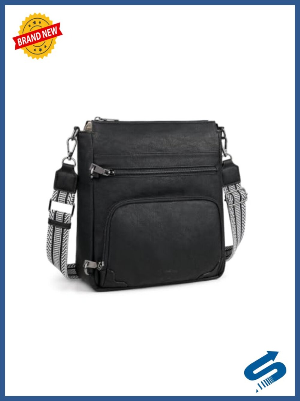 Anti Theft Crossbody Purse RFID Faux Leather Guitar Strap Travel Bag